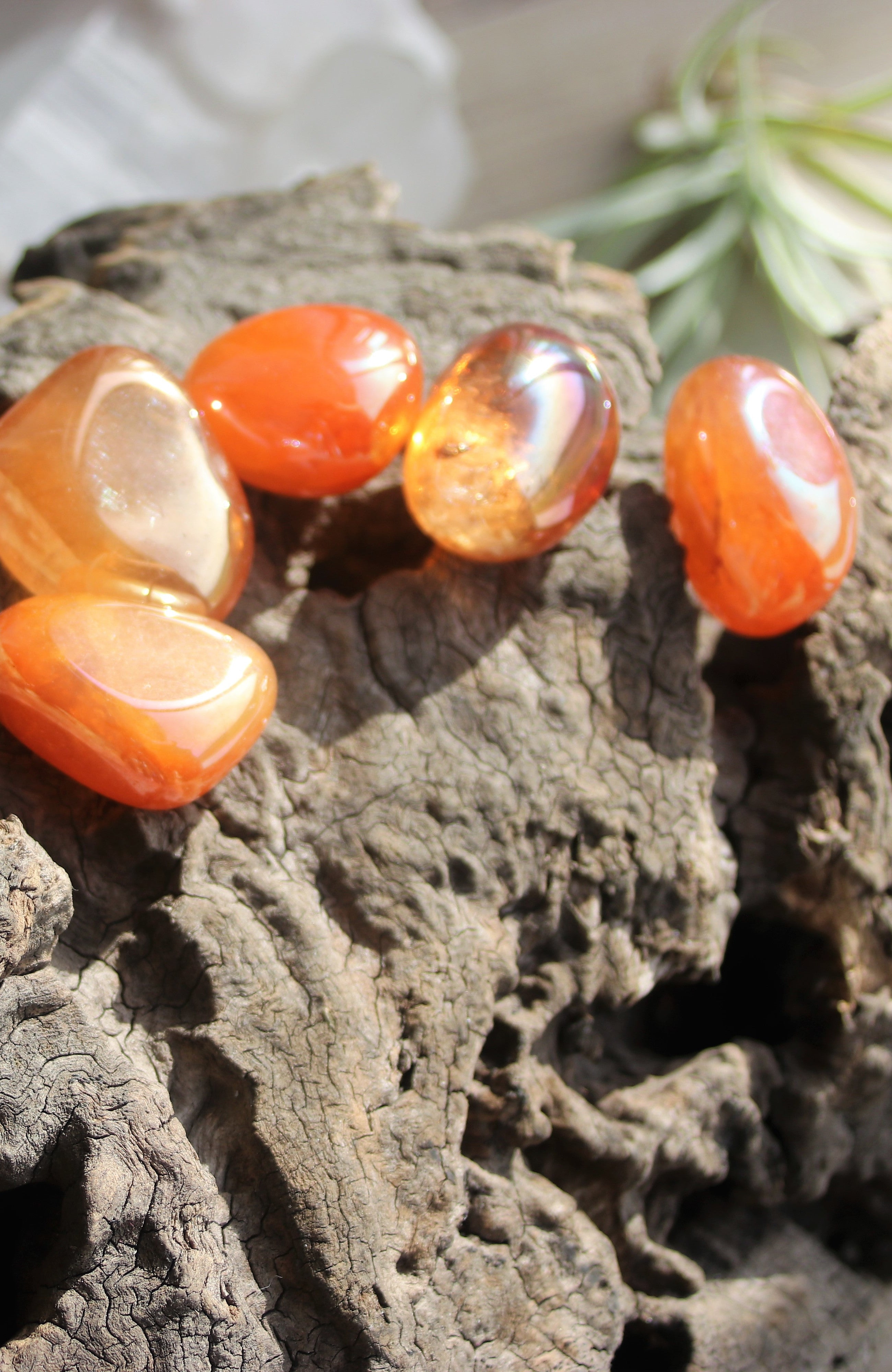 Golden/Tangerine Aura Tumbled Stone